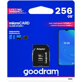 Card de memorie microSDXC Goodram 256GB,UHS I,cls 10 + adaptor, M1AA-2560R12
