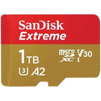 Card de memorie SanDisk Extreme microSDXC 1TB,pana la 190MB/s  130MB/s Read/Write speeds A2 C10 V30 UHS-I U3 + SD Adapter