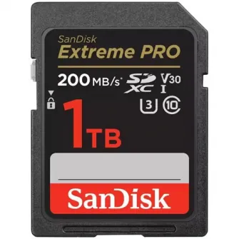 Card de memorie SanDisk Extreme PRO 1TB SDXC pana la 200MB/s  140MB/s Read/Write speeds, UHS-I, Class 10, U3, V30