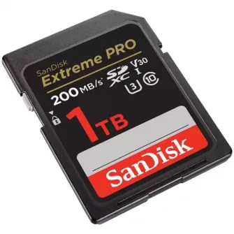 Card de memorie SanDisk Extreme PRO 1TB SDXC pana la 200MB/s  140MB/s Read/Write speeds, UHS-I, Class 10, U3, V30