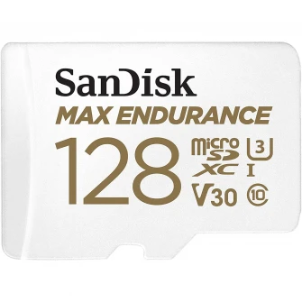 Card de memorie SanDisk micro SD Max Endurance Video 128 GB, Class 10, V30, UHS-I U3 + adaptor