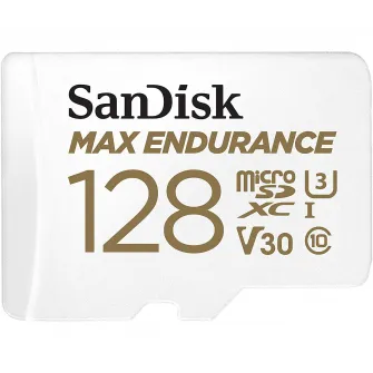 Card de memorie SanDisk micro SD Max Endurance Video 128 GB, Class 10, V30, UHS-I U3 + adaptor