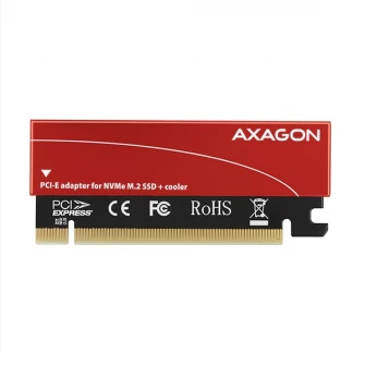 Карта PCI-E x4 Axagon PCEM2-S, переходник на 1x M.2 NVMe SSD, M.2 2230/2242/2260/2280, пассивный кулер, красный