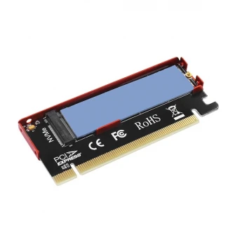 Карта PCI-E x4 Axagon PCEM2-S, переходник на 1x M.2 NVMe SSD, M.2 2230/2242/2260/2280, пассивный кулер, красный