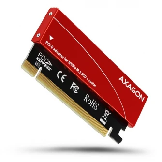 Карта PCI-E x4 Axagon PCEM2-S, переходник на 1x M.2 NVMe SSD, M.2 2230/2242/2260/2280, пассивный кулер, красный