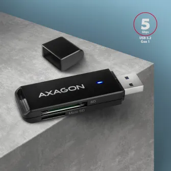 Card reader Axagon CRE-S2N, USB-C 3.2, 2 in 1, SD, microSD, Negru