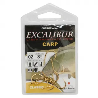 Carlige Energo Team Excalibur Carp Classic Gold Nr 2, 8buc/plic