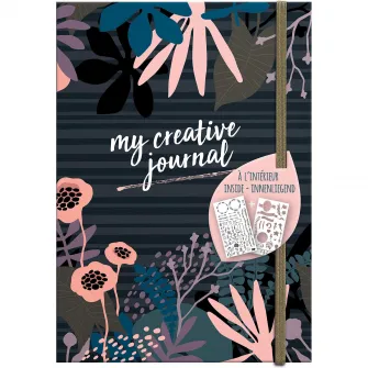 Carnet A5 My Creative Clairefontaine, cu elastic, 14.8x21cm, 208 pagini punctate, hartie 90g/mp, Certificat PEFC, livrat cu 1 set de sabloane si autocolante, Mystery
