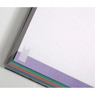 Carnet A5 My Creative Clairefontaine, cu elastic, 14.8x21cm, 208 pagini punctate, hartie 90g/mp, Certificat PEFC, livrat cu 1 set de sabloane si autocolante, Mystery