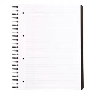 Carnet notite de birou cu spira Clairefontaine Rhodia, PP, 100% Reciclat si Reciclabil, Certificare PEFC, A4+, 160 pagini dictando, 4 perforatii pentru indosariere, 5 separatoare repozitionabile, Negru