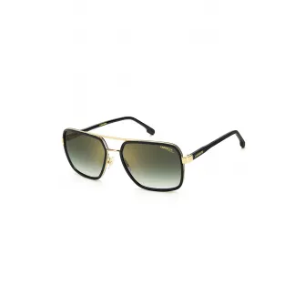 Carrera, Ochelari de soare dreptunghiulari cu lentile in degrade, Auriu, Negru, 58-18-140