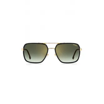 Carrera, Ochelari de soare dreptunghiulari cu lentile in degrade, Auriu, Negru, 58-18-140