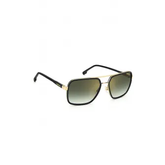 Carrera, Ochelari de soare dreptunghiulari cu lentile in degrade, Auriu, Negru, 58-18-140