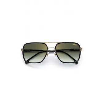 Carrera, Ochelari de soare dreptunghiulari cu lentile in degrade, Auriu, Negru, 58-18-140