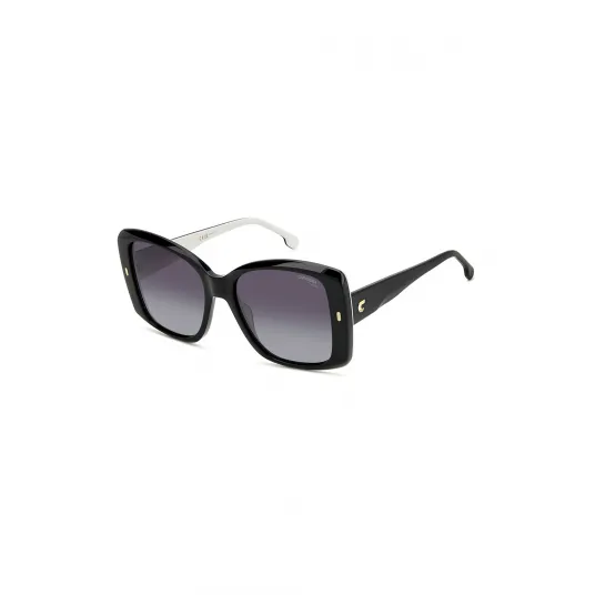 Carrera, Ochelari de soare patrati cu lentile in degrade, Alb, Negru, 56-18-140