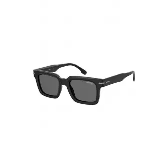 Carrera, Ochelari de soare patrati cu logo, Negru, Argintiu, 52-21-150
