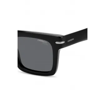 Carrera, Ochelari de soare patrati cu logo, Negru, Argintiu, 52-21-150