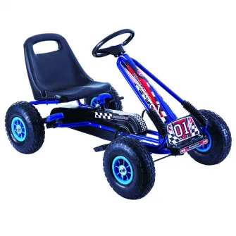 Cart M-Toys cu pedale si volan, Negru/Albastru