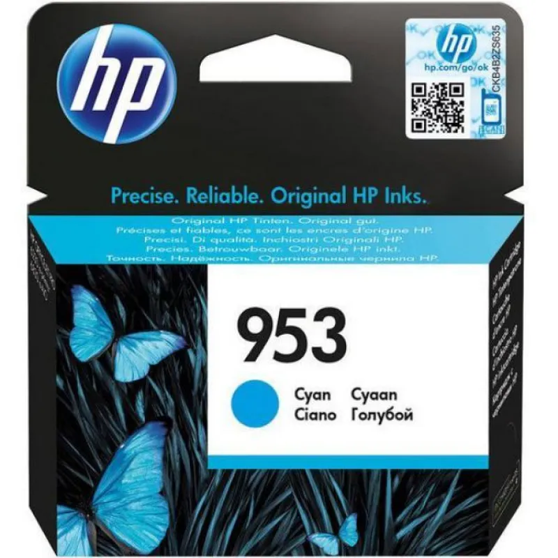HP 953, F6U12AE, голубой чернильный картридж
