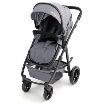 Carucior Asalvo Two+ cu cadru de aluminiu, convertibil in landou, cu port-bebe, pana la 22 kg, 0 luni+, gri