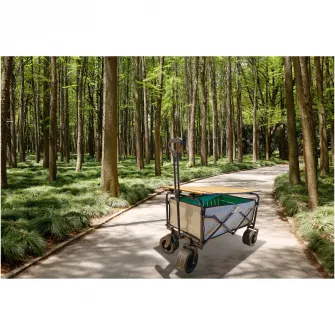 Carucior camping cu masuta Kring, 89x53x95 cm, forest green