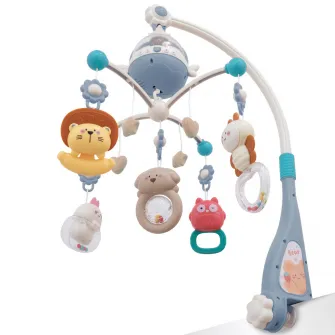 Carusel muzical pentru patut Mappy Star, cu telecomanda si bluetooth, albastru