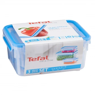 Caserole Tefal ClipClose, Plastic, 3 bucati, 0.55-2.3L