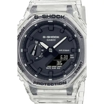 Casio, Ceas analog-digital cu o curea din rasina G-Shock, Transparent