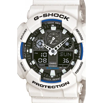 Casio, Ceas cronograf analog-digital, rezistent la socuri, Alb