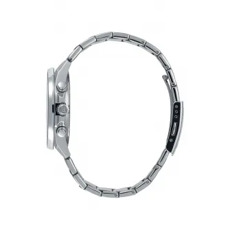 Casio, Ceas cronograf cu bratara metalica, Argintiu, Verde