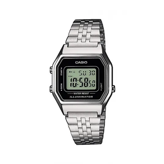 Casio, Ceas cronograf digital cu bratara metalica, Argintiu