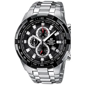 Casio, Ceas cronograf din otel inoxidabil, Argintiu/Negru