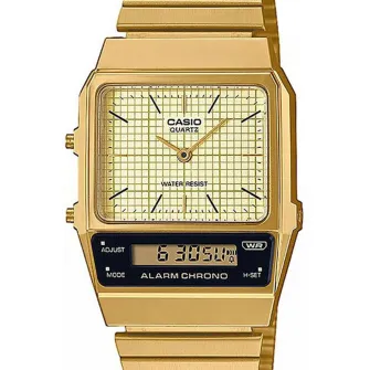 Casio, Ceas digital cu bratara metalica, Auriu