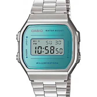 Casio, цифровые часы унисекс, серебро/бирюза