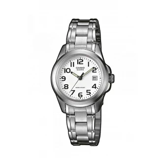 Casio, Круглые аналоговые часы с металлическим браслетом, Серебро