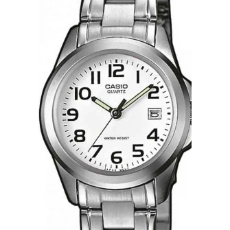 Casio, Круглые аналоговые часы с металлическим браслетом, Серебро