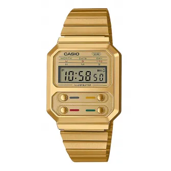 Casio, Ceas unisex digital dreptunghiular, Auriu