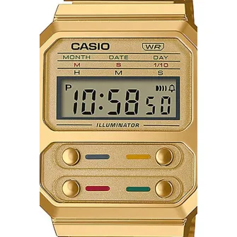 Casio, Ceas unisex digital dreptunghiular, Auriu