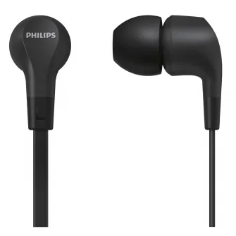 Casti Audio In-Ear Philips, TAE1105BK/00, cu fir, Microfon, Negru
