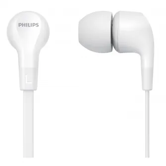 Casti Audio In-Ear Philips, TAE1105WT/00, cu fir, Microfon, Alb