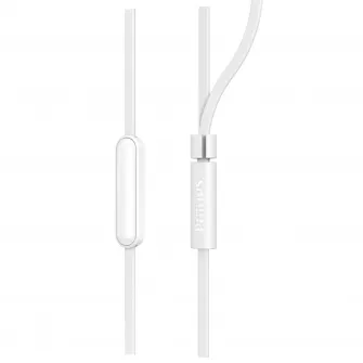 Casti Audio In-Ear Philips, TAE1105WT/00, cu fir, Microfon, Alb