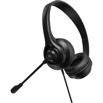 Casti cu microfon Office A+, 3.5'' plug, cable 1.9m, black
