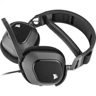 Casti gaming cu microfon Corsair HS80 RGB USB, Surround, Dolby Audio 7.1 24Bit, Negru Carbon