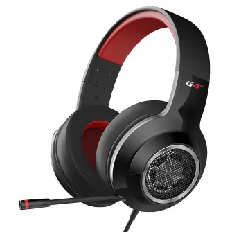 Casti gaming Edifier G4 SE, butoane control pe fir, microfon omnidirectional retractabil, 3.5mm, Negru/Rosu