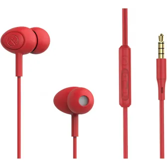 Casti in-ear cu fir Tellur Basic Gamma, microfon, rosu