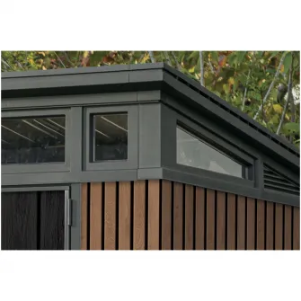 Casuta de gradina Keter Pent 11x7, 342 x 218 x 226cm, plastic DecoCoat, maro, usa dubla, ferestre