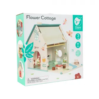 Casuta din lemn pentru papusi, Mappy Flower Cottage cu figurine si mobilier, multicolor