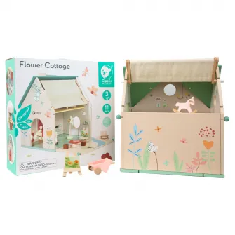 Casuta din lemn pentru papusi, Mappy Flower Cottage cu figurine si mobilier, multicolor