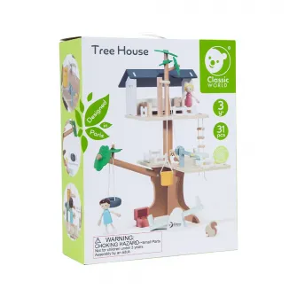 Casuta din lemn pentru papusi, Mappy Tree House cu figurine si mobilier, multicolor