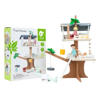 Casuta din lemn pentru papusi, Mappy Tree House cu figurine si mobilier, multicolor